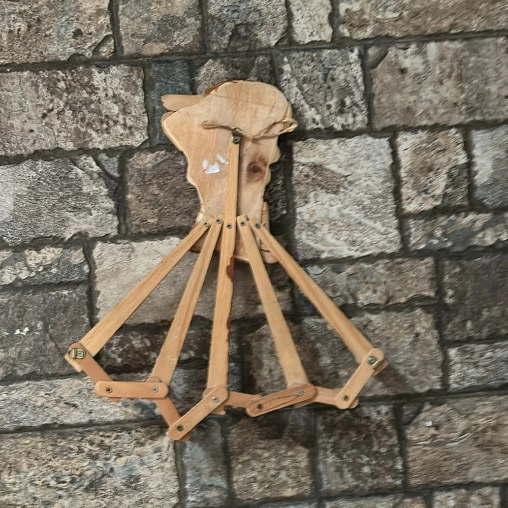 Vintage Wooden Boy Peg Rack
